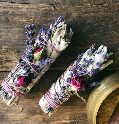 Small White Sage + Rose Bud + Lavender Smudge Wand